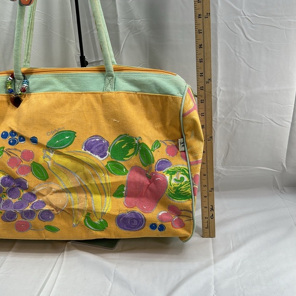 Lot 2 Sally Huss Fruit Motif Canvas Duffle & Satchel Zip Bags - Picture 4 of 16